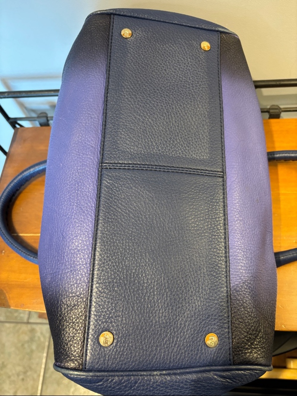 Diane Von Furstenberg Blue Gradient Ombre Leather Bag with Gold Hardware - Picture 9 of 15